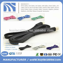 Ouro Plated Plug Flat HDMI Cable1.4V 1080P 3D para computador HDTV e comprimidos cable1.5M / 5FT